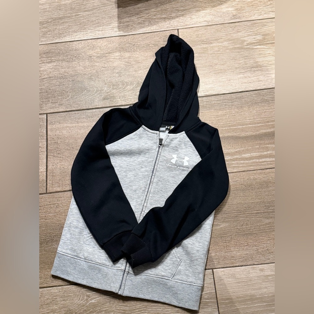 Under Armour Kids' Black and Gray Zip Hoodie (LR)